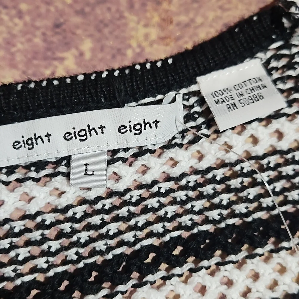 Eight Eight | Black and White Cotton Oversized Shrug Poncho - Picture 5 of 9